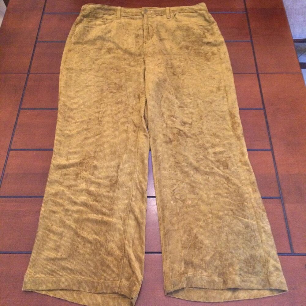 L’Agence gold yellow wide leg corduroy pants 33